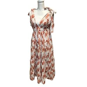 House of Harlow Linen Blend Midi‎ Dress Strap Tie Boho Beachy Resort Medium